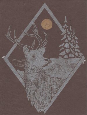 Hand-carved Blockprint Deers Winter