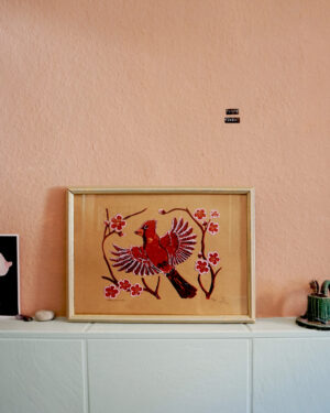 Botanical Blockprint Cardinal Cerry