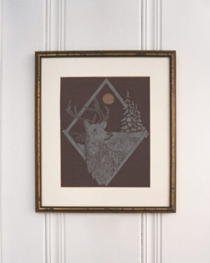 Hand-carved Blockprint Deers Winter