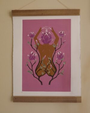Feminine Botanical Blockprint Magnolia