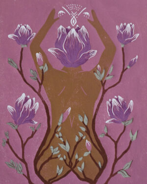 Feminine Botanical Blockprint Magnolia