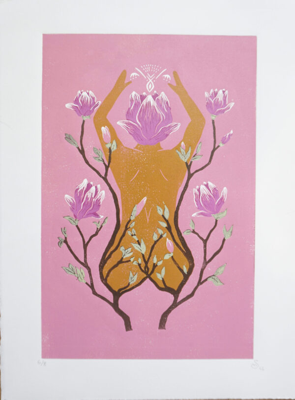 Feminine Botanical Blockprint Magnolia