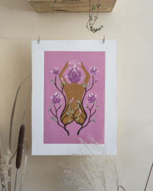 Feminine Botanical Blockprint Magnolia