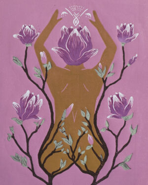Feminine Botanical Blockprint Magnolia
