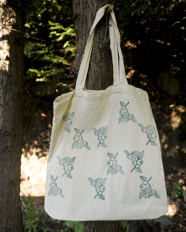 Handprinted Artwork Totebags Blueberries