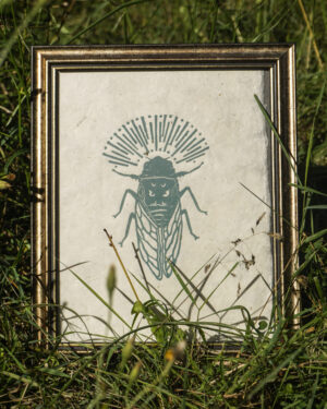 Hand-carved Blockprint Cigale