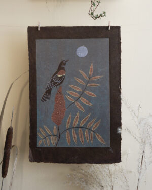 Botanical Blockprint Sumac Redwinged-Blackbird