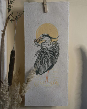Hand-carved Blockprint Great Heron