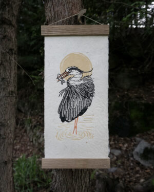 Grand Heron Hand-carved Blockprint Great Heron