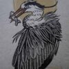 Grand Heron Hand-carved Blockprint Great Heron
