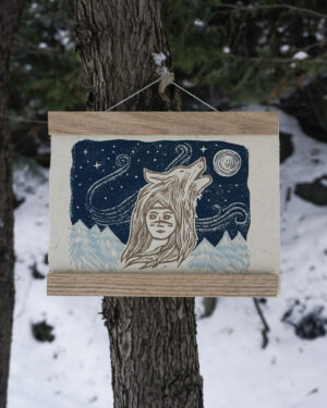 Hand-Printed Blockprint Wolfwoman