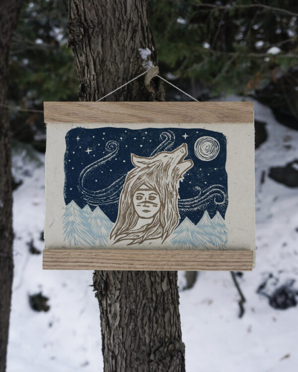 Hand-Printed Blockprint Wolfwoman