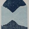 Blockprint Winter Night Lake