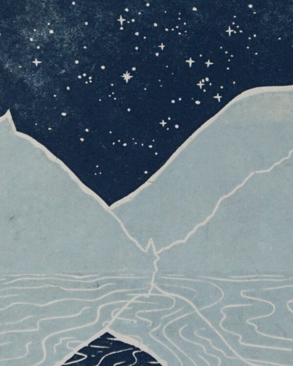 Blockprint Winter Night Lake