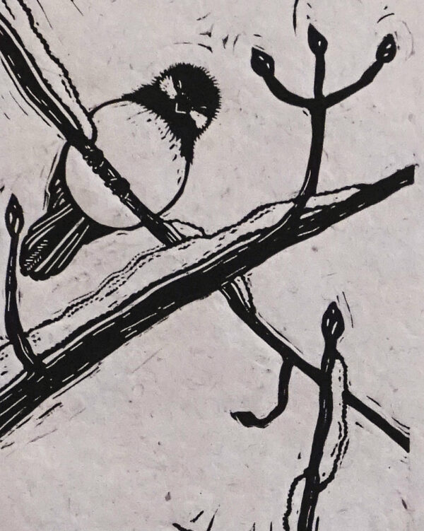 Blockprint Blackcapped Chickadees Fauna