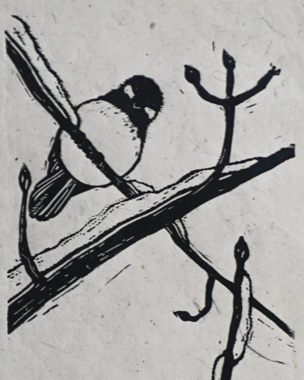 Blockprint Blackcapped Chickadees Fauna