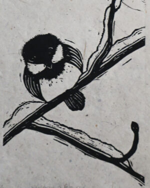 Blockprint Blackcapped Chickadees Fauna