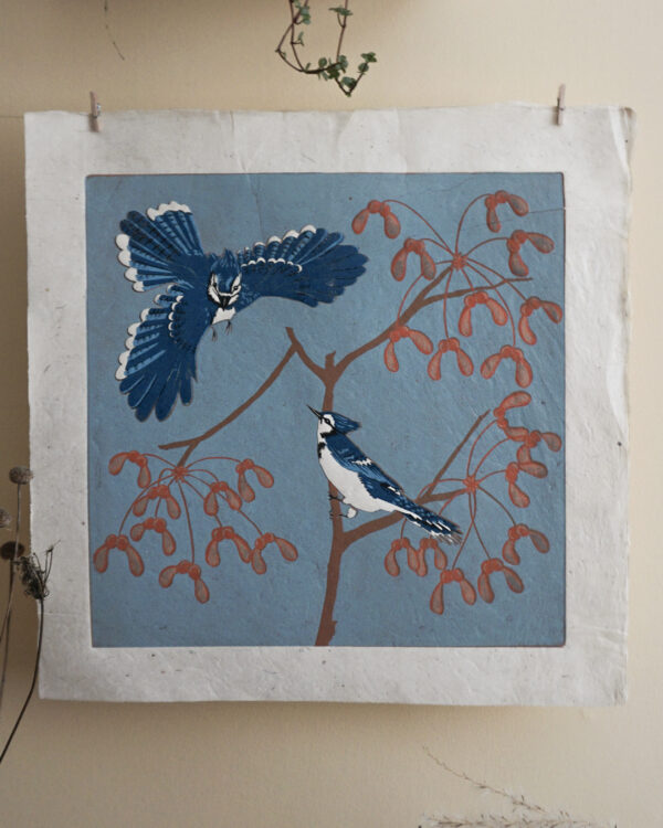 Gaie Bleue Botanical Blockprint Blue Jay