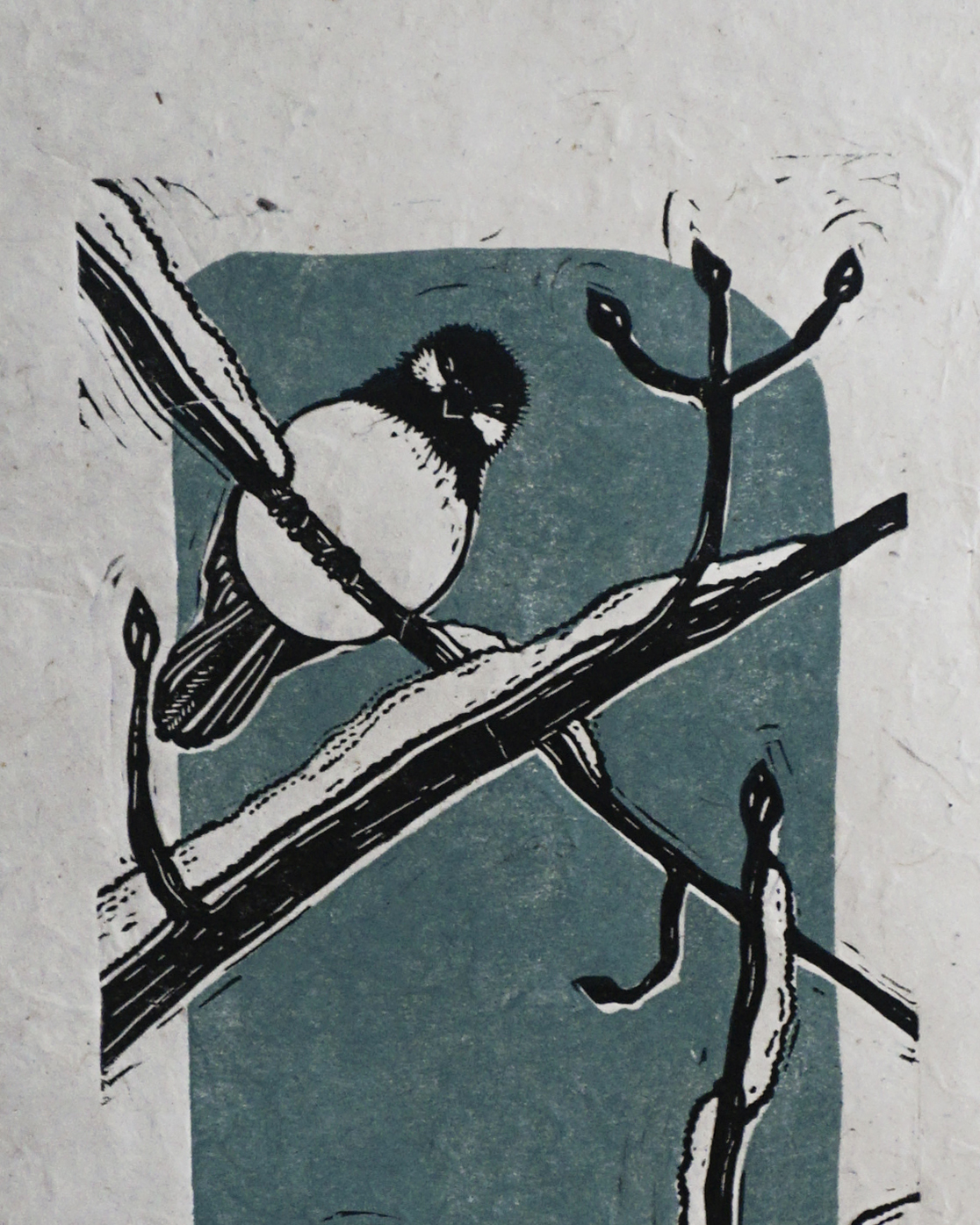 Blockprint Mésange tête noire