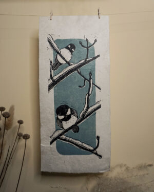 Blockprint Mésange tête noire