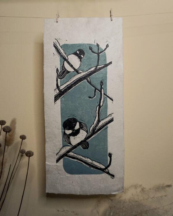 Blockprint Mésange tête noire