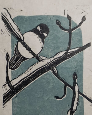 Blockprint Mésange tête noire