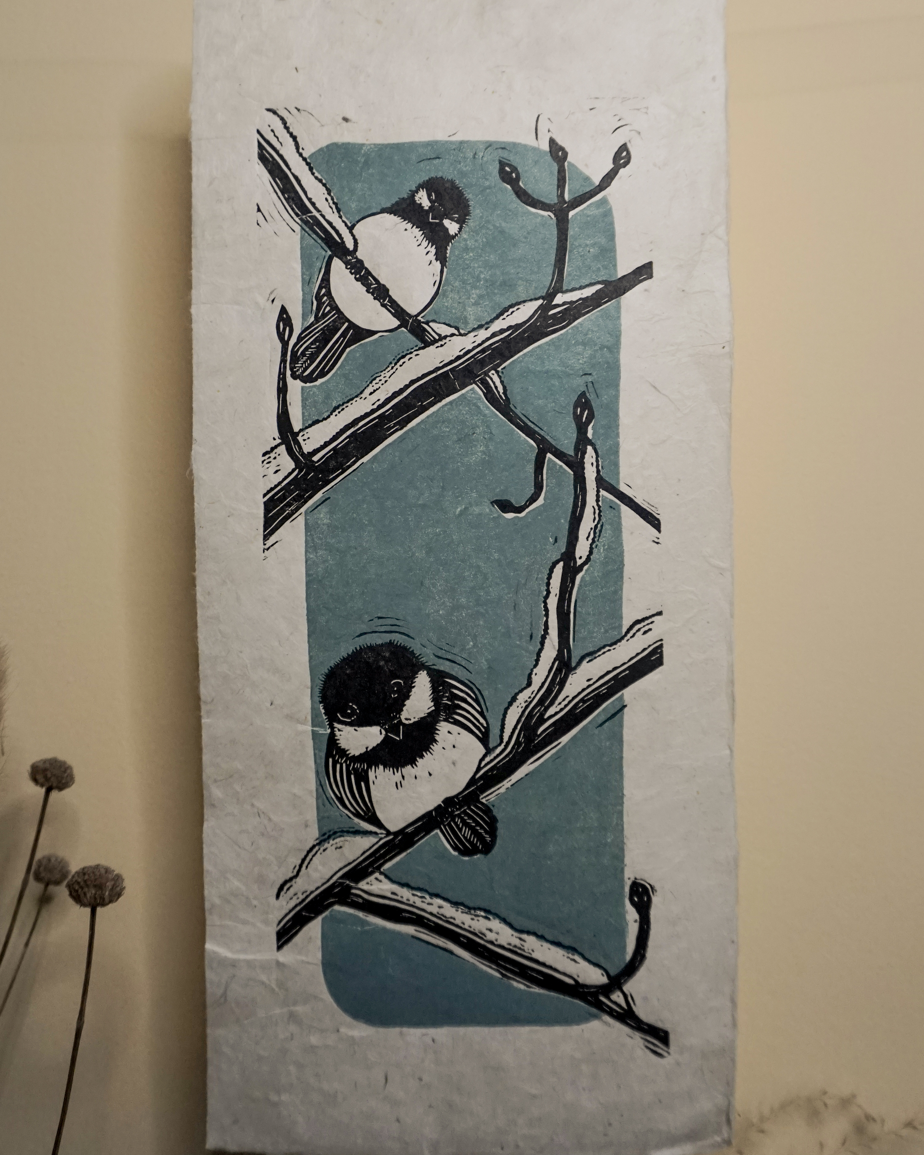 Blockprint Mésange tête noire