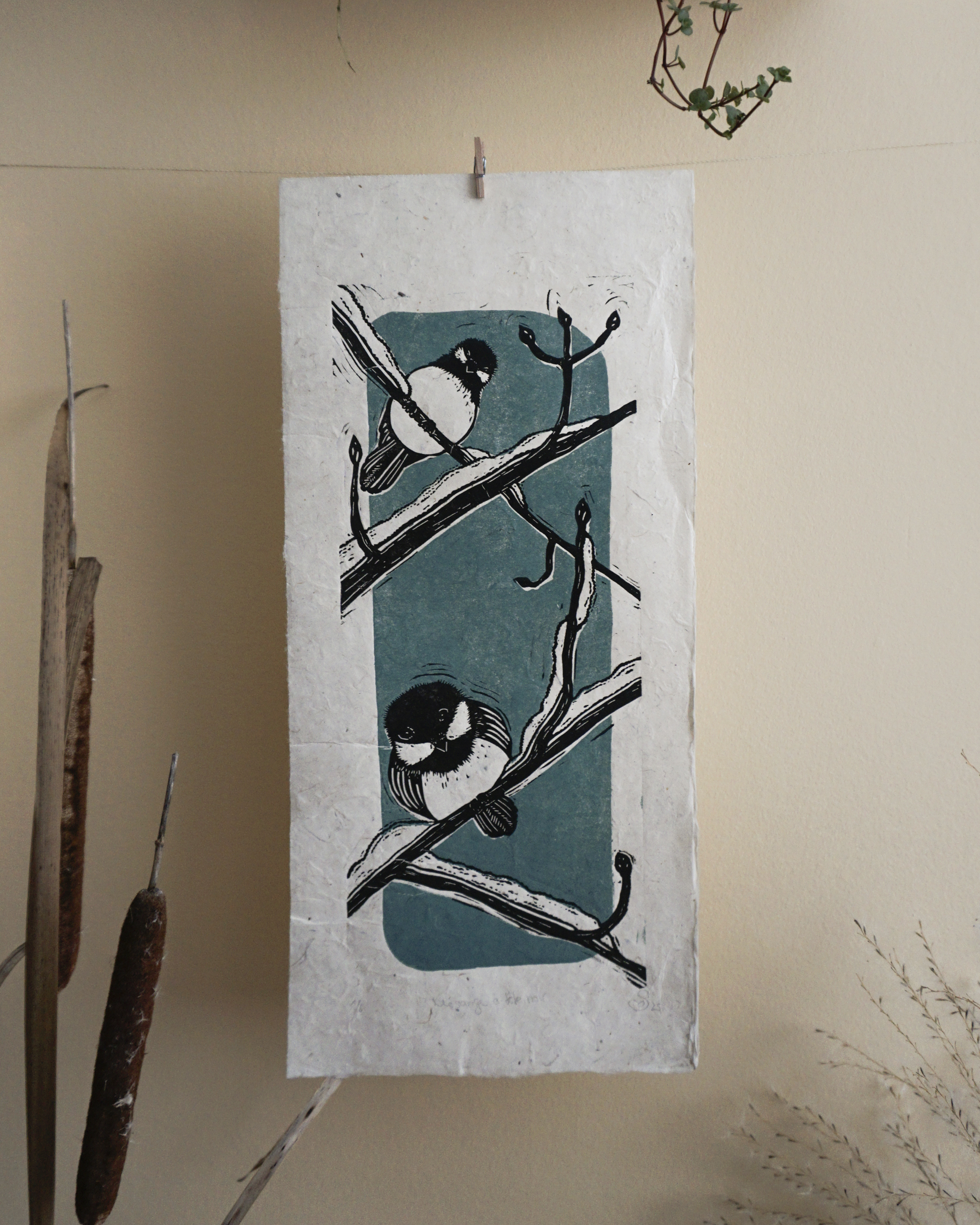 Blockprint Mésange tête noire