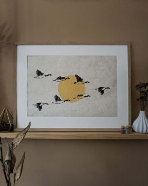 Bernaches Blockprint Canadian Goose Migration