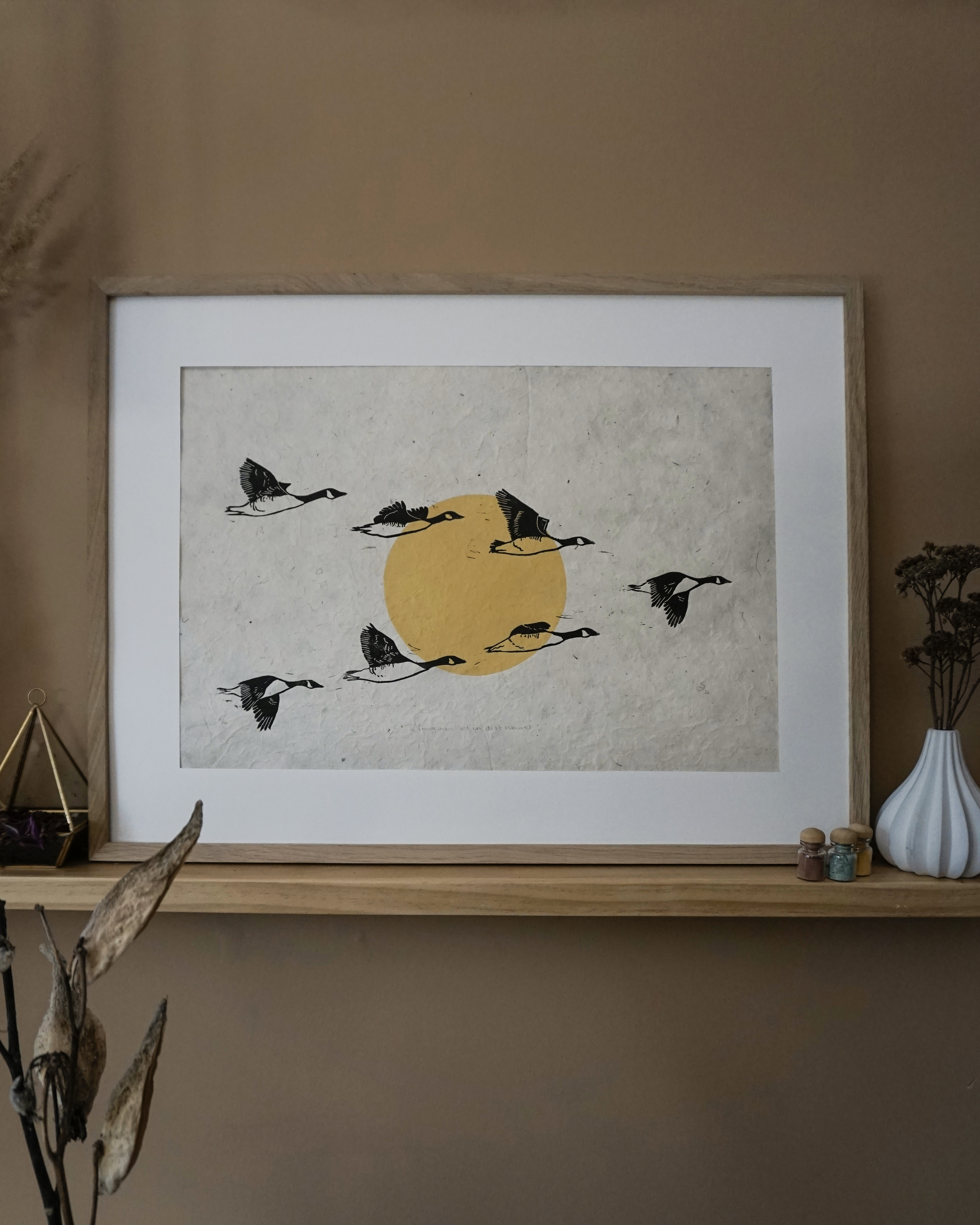 Blockprint Canadian Goose Migration
