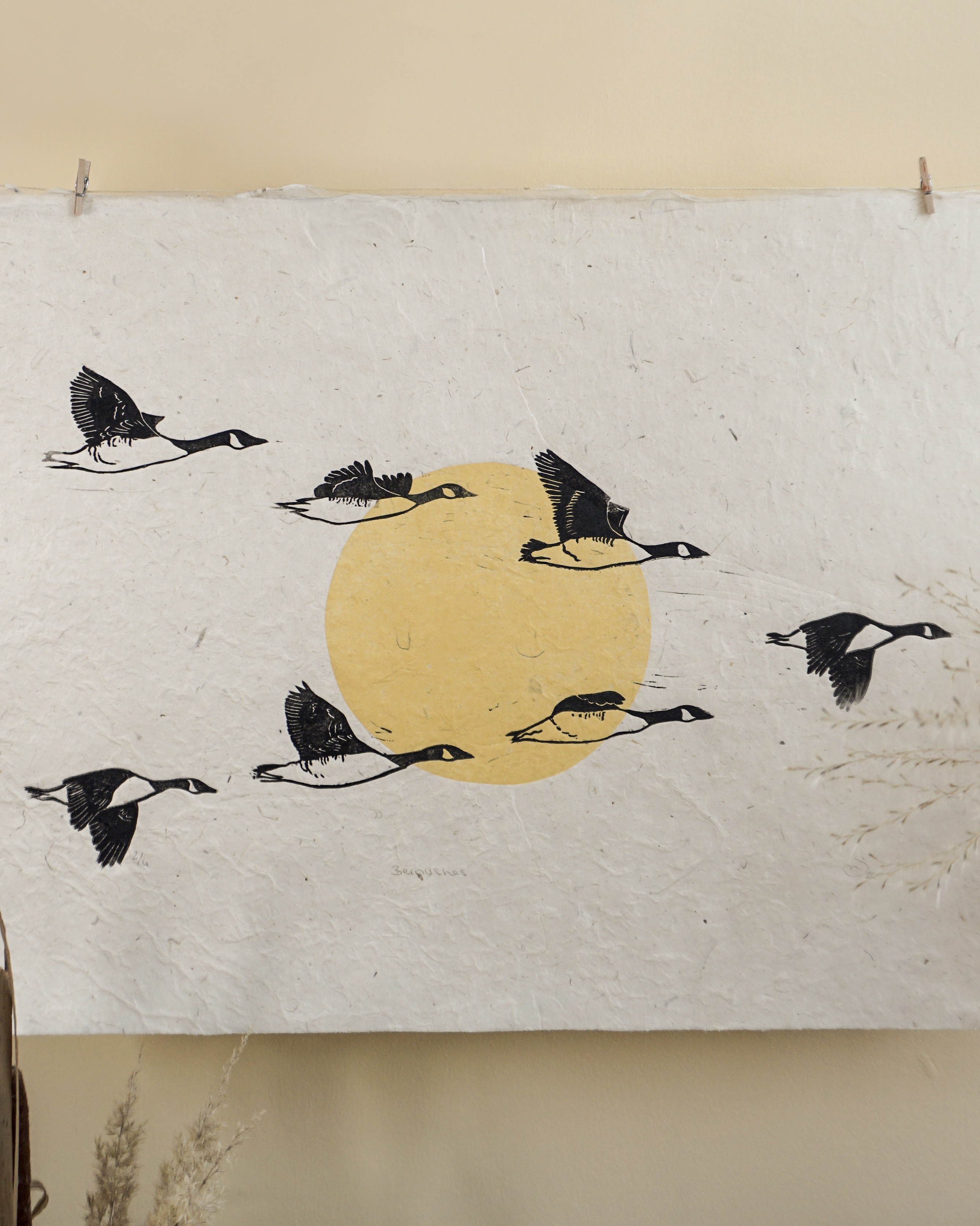 Bernaches Blockprint Canadian Goose Migration