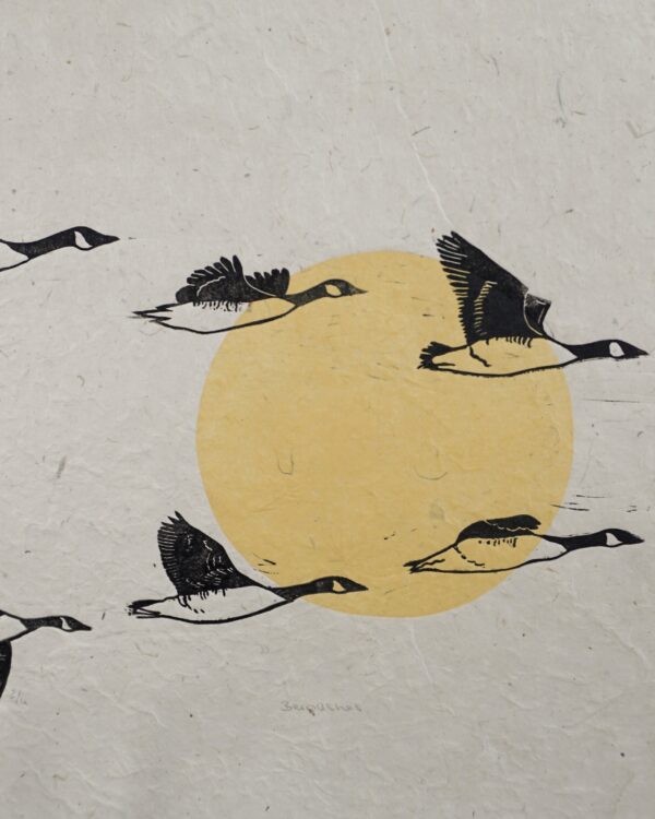 Bernaches Blockprint Canadian Goose Migration