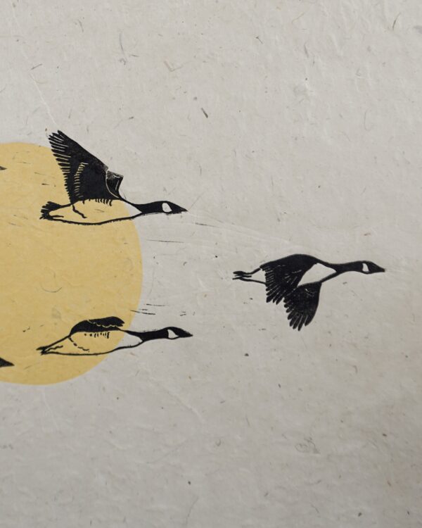 Bernaches Blockprint Canadian Goose Migration
