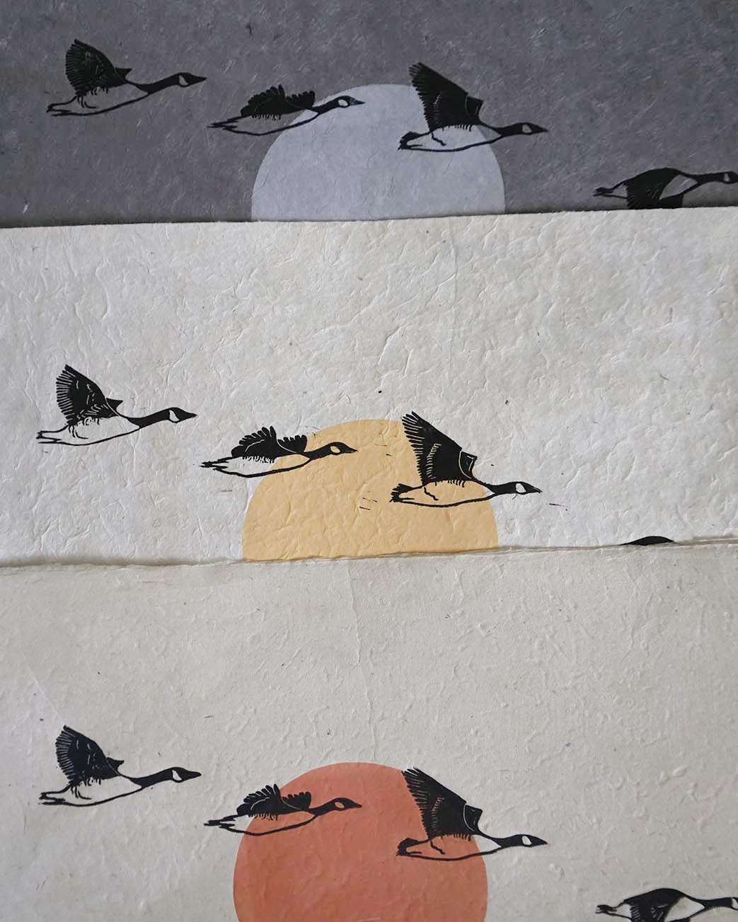 Blockprint Canadian Goose Migration
