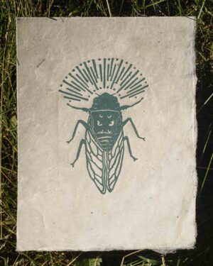 Hand-carved Blockprint Cigale