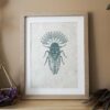 Hand-carved Blockprint Cigale