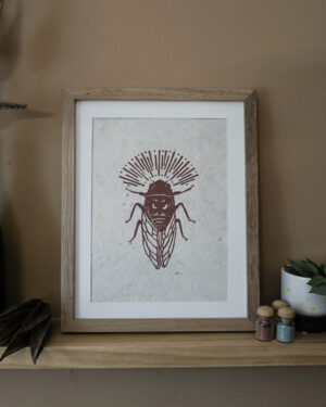 Hand-carved Blockprint Cigale