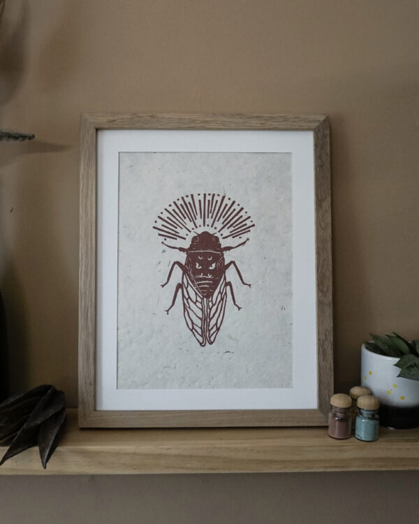 Hand-carved Blockprint Cigale