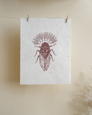 Hand-carved Blockprint Cigale