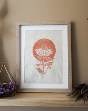 Echinacea Terracotta Botanical Blockprint Echinacea Herb