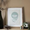 Echinacea azure blue Botanical Blockprint Echinacea Herb