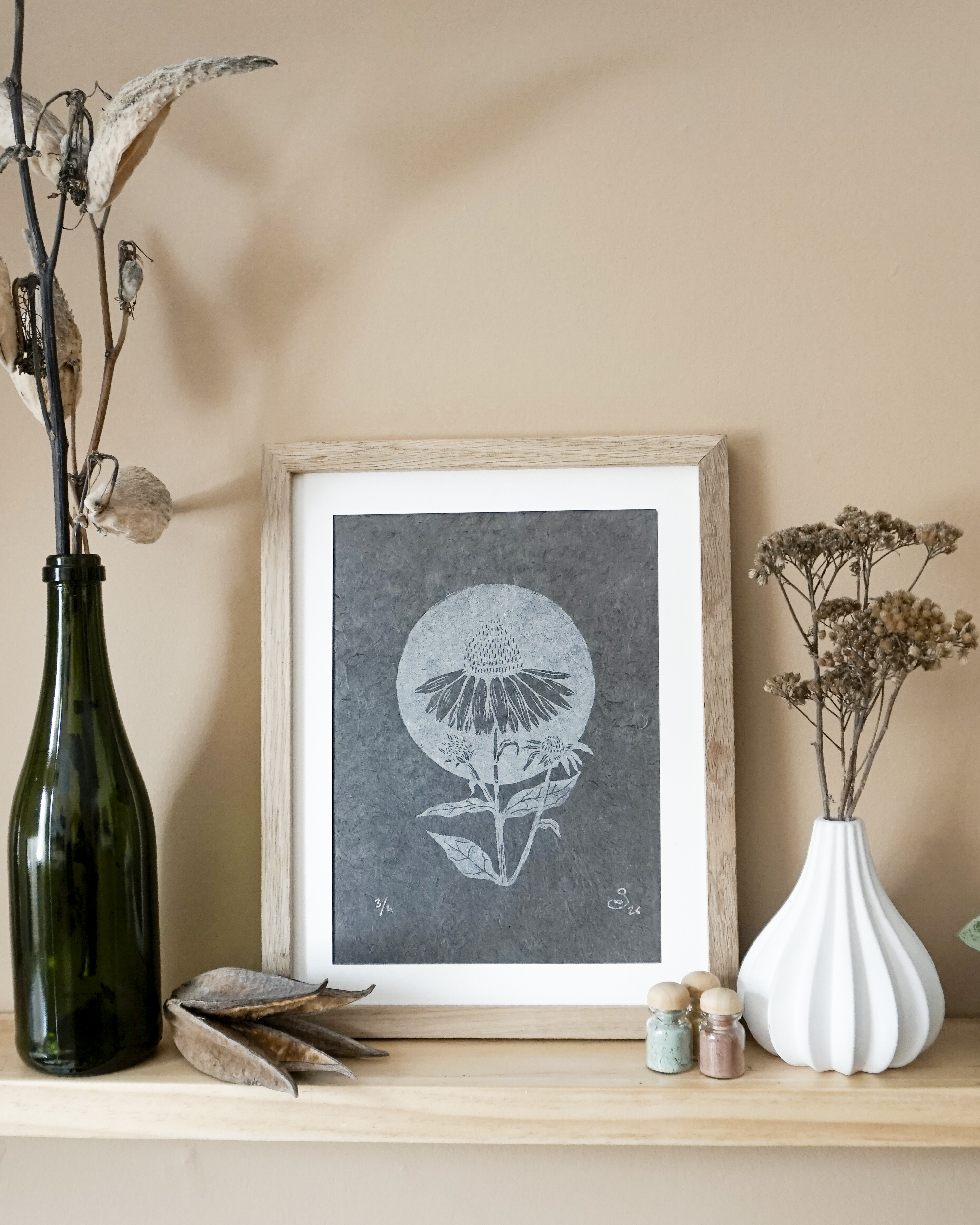 Botanical Blockprint Echinacea Herb