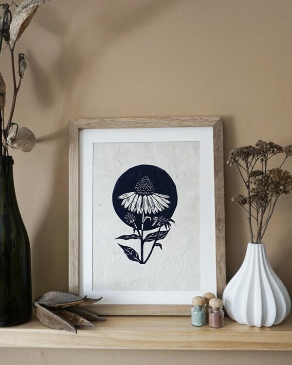 Echinacea persian blue Botanical Blockprint Echinacea Herb