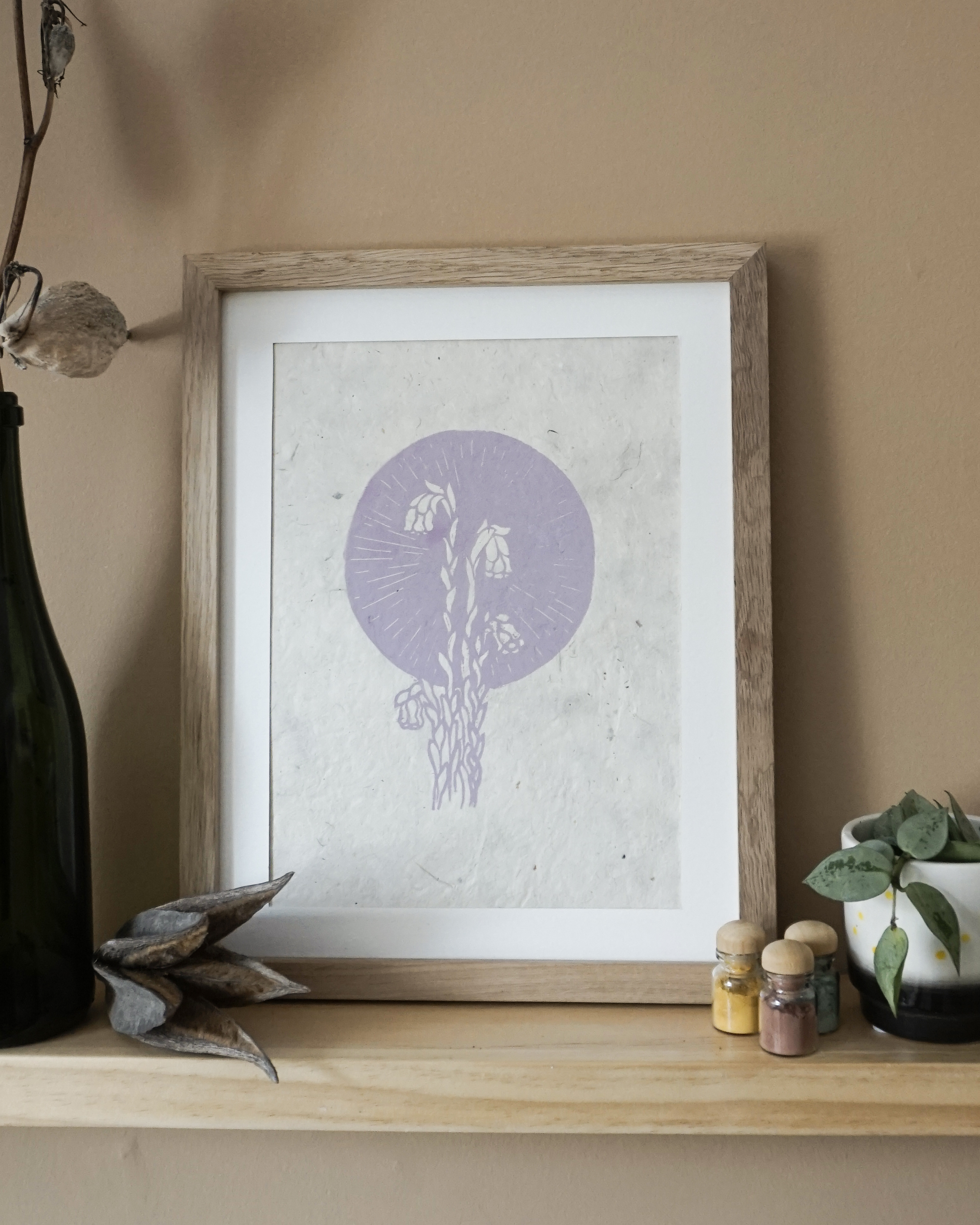 Hand-printed Reliefprint Ghostpipe