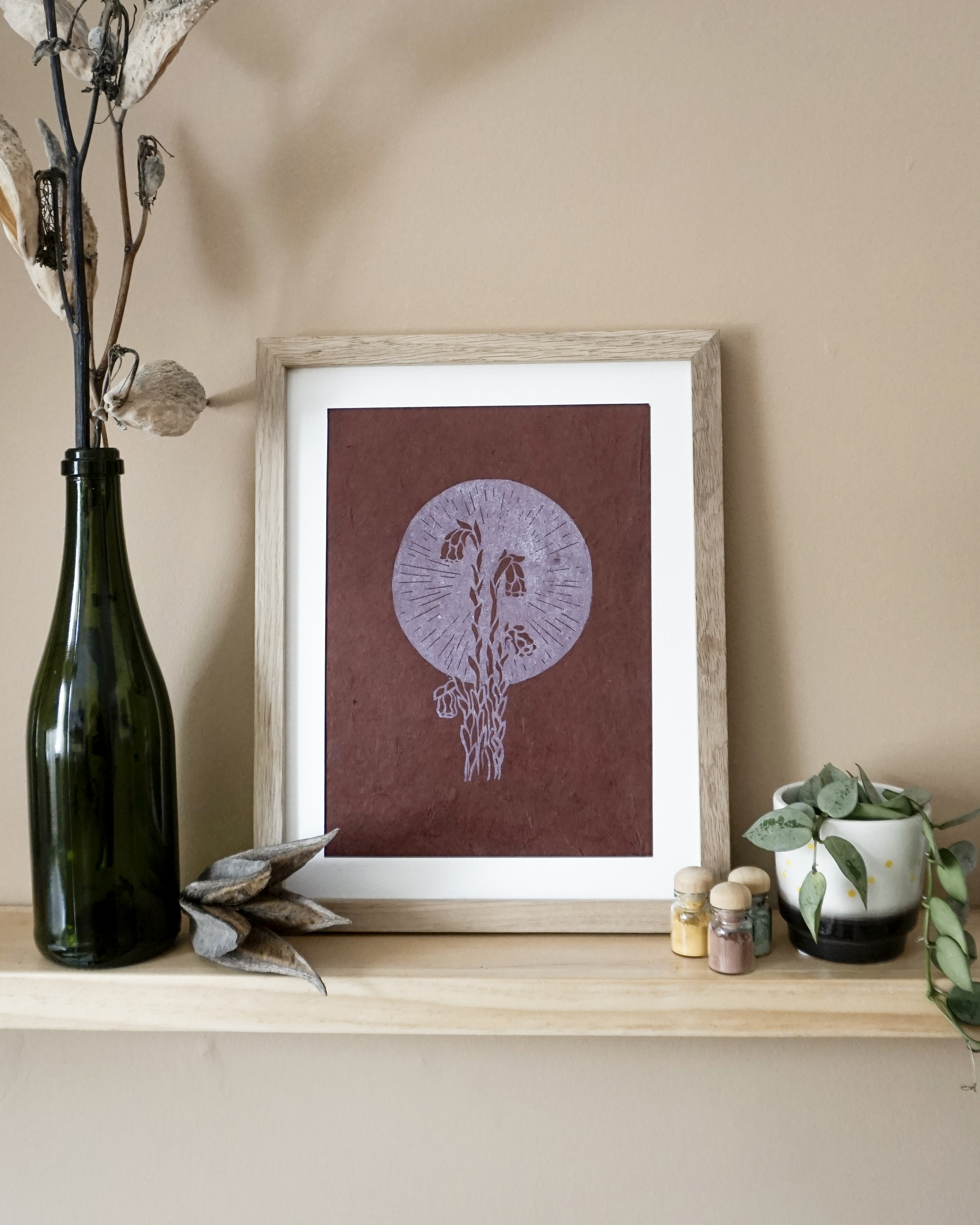 Hand-printed Reliefprint Ghostpipe