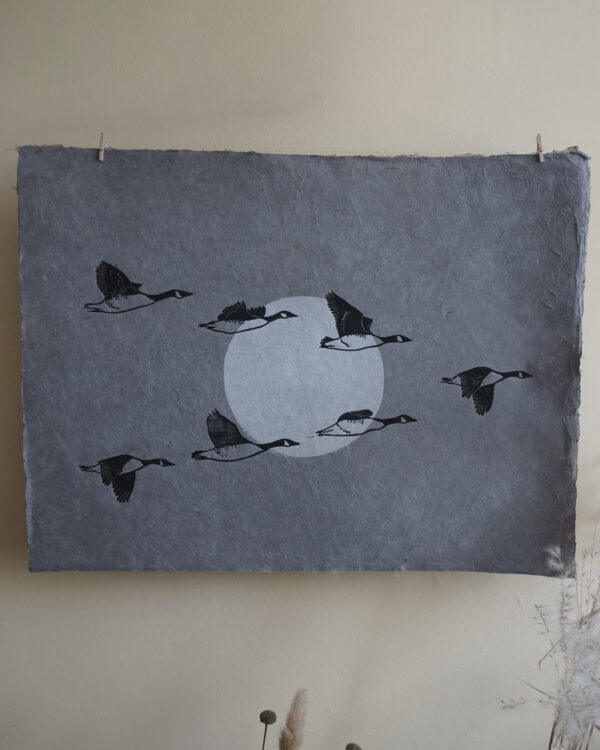 Blockprint Canada Goose Migration