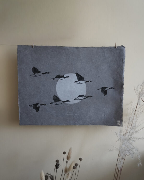 Blockprint Canada Goose Migration