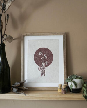 Ghostpipe Rostlila Botanical Blockprint Indian Ghostpipe