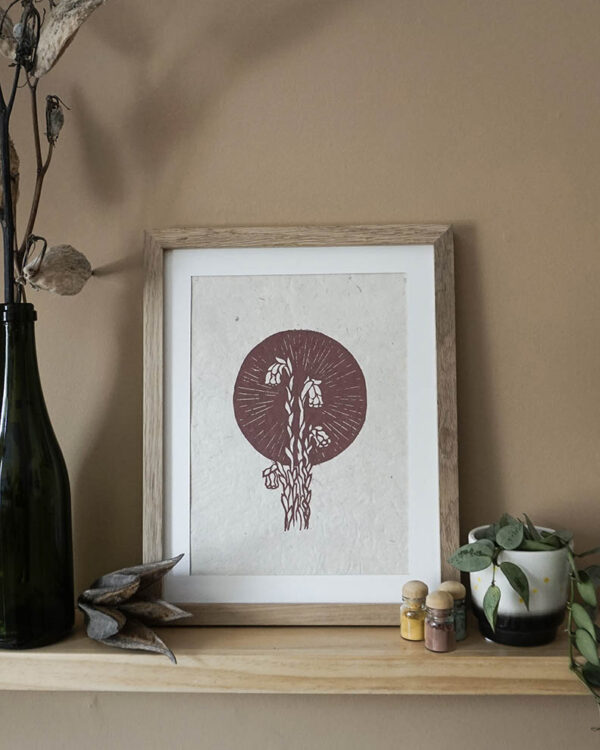 Ghostpipe Rostlila Botanical Blockprint Indian Ghostpipe
