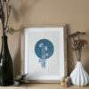 Ghostpipe azure blue Botanical Blockprint Indian Ghostpipe